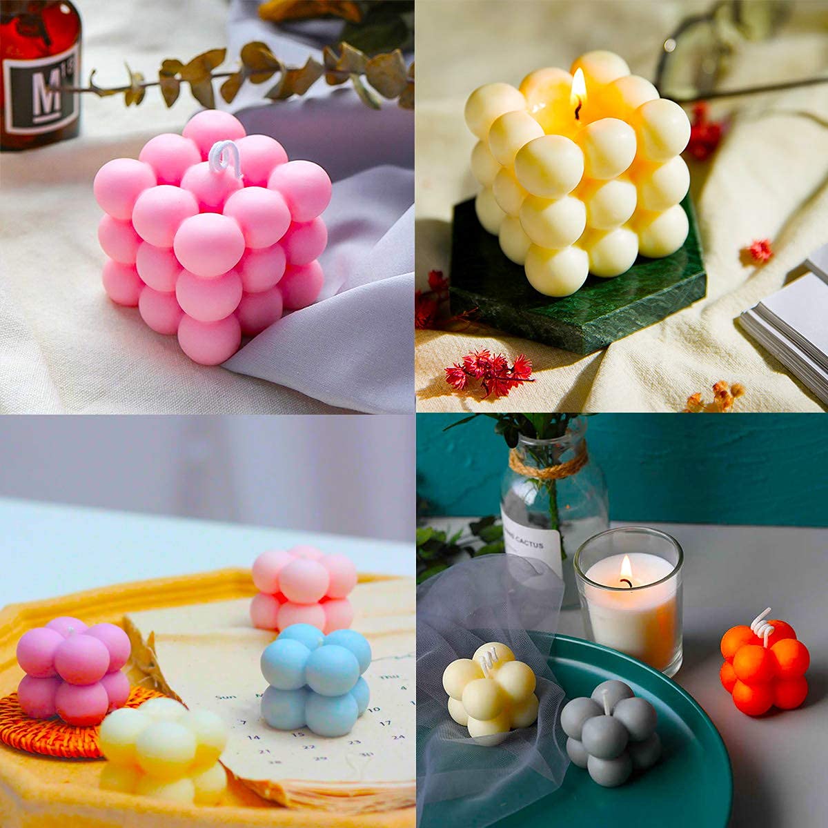 HASTHIP Resin Moulds Kit for DIY Candles with 50Pcs Candle Wicks and 2 Pieces Wick Centering Devices, Candle Epoxy Resin Molds, Hand Casting Mould for DIY Candle Fondant Soap Chocolate Crafts HASTHIP Resin Moulds Kit for DIY Candles with 50Pcs Candle Wicks and 2 Pieces Wick Centering Devices, Candle Epoxy Resin Molds, Hand Casting Mould for DIY Candle Fondant Soap Chocolate Crafts